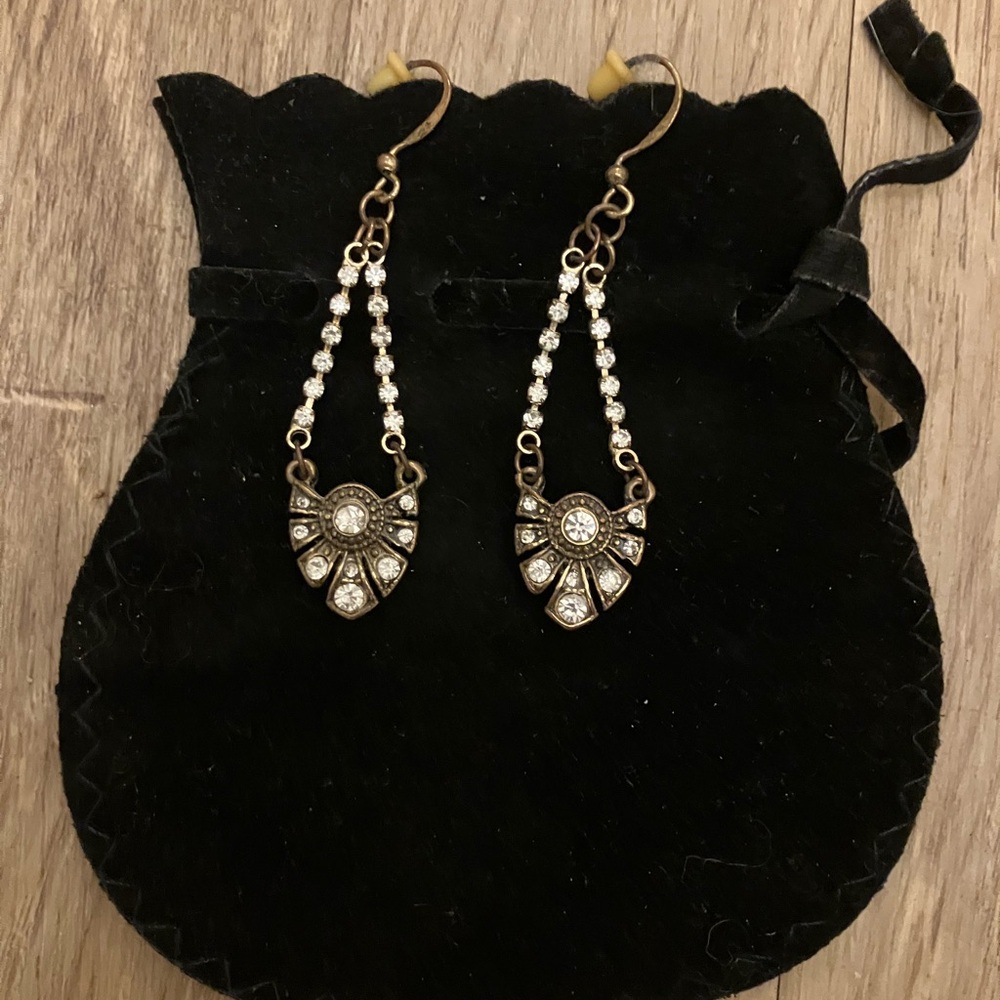 Great Gatsby Gold & Crystal Drop Earrings